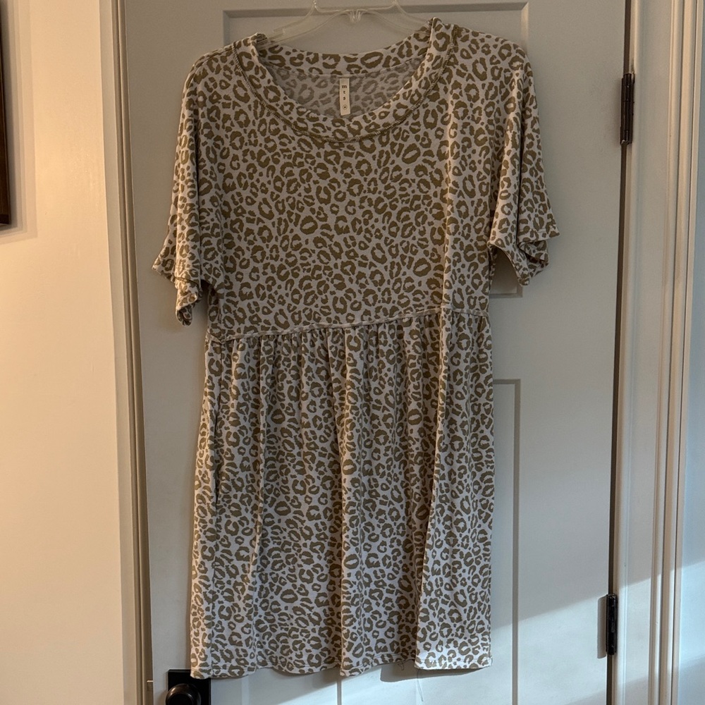 MTS Women's Mini Dress with Tan Leopard Print